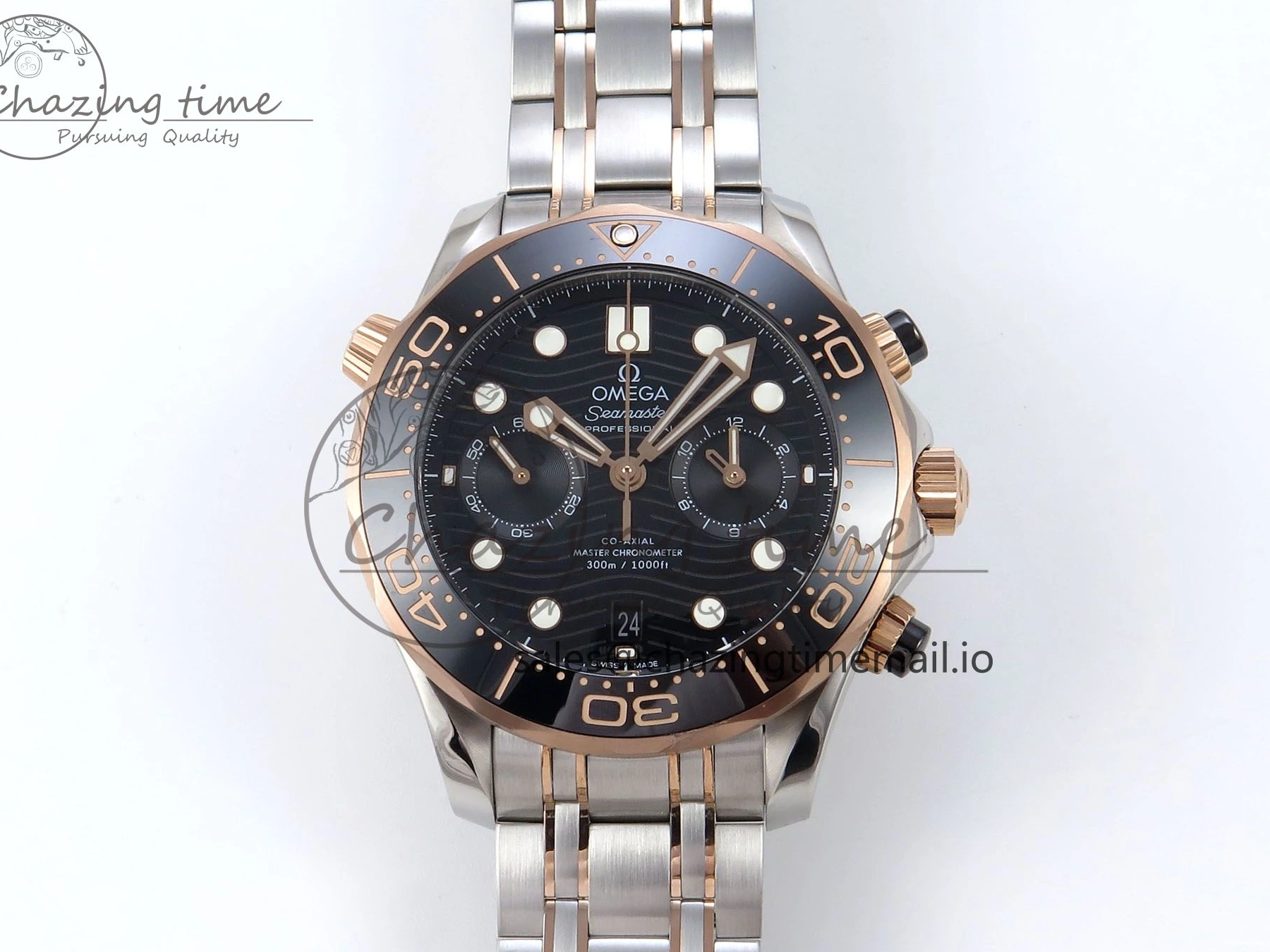 0111 Seamaster 300m Chrono SS YG OMF 1:1 Best Edition Blue Dial on SS YG Bracelet A Popular 7685